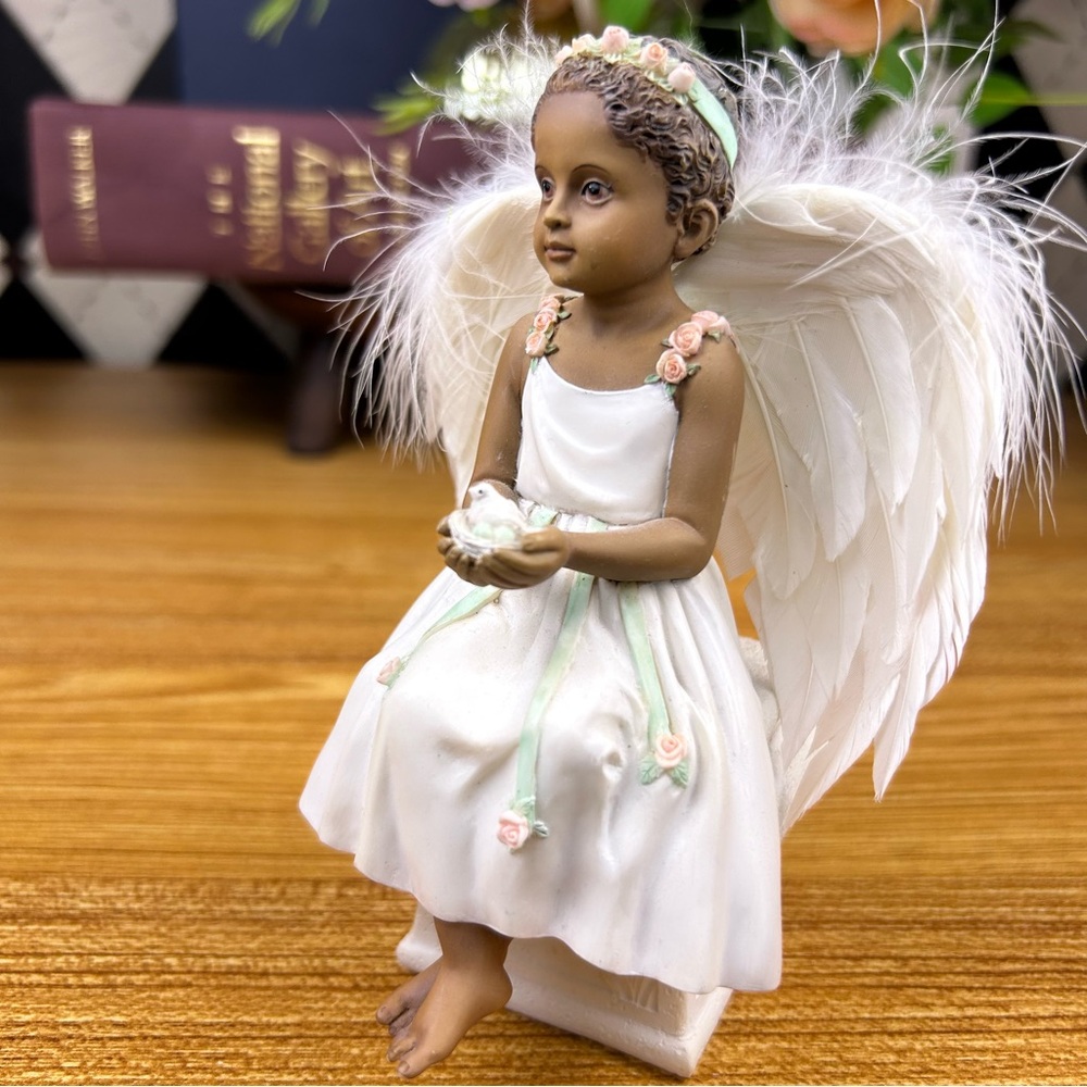 Sweet Child Angel Figurine Sculpture Nurturing Birds Home Décor Collectible Rare - Picture 7 of 12